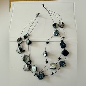 Multi-Strand Black and Silver Necklace